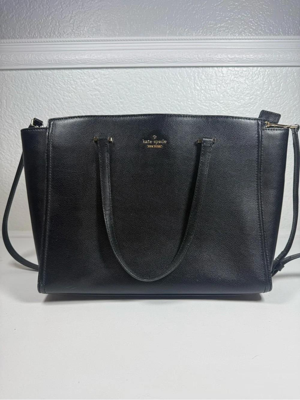 kate spade Black Leather Tote with Shoulder Strap